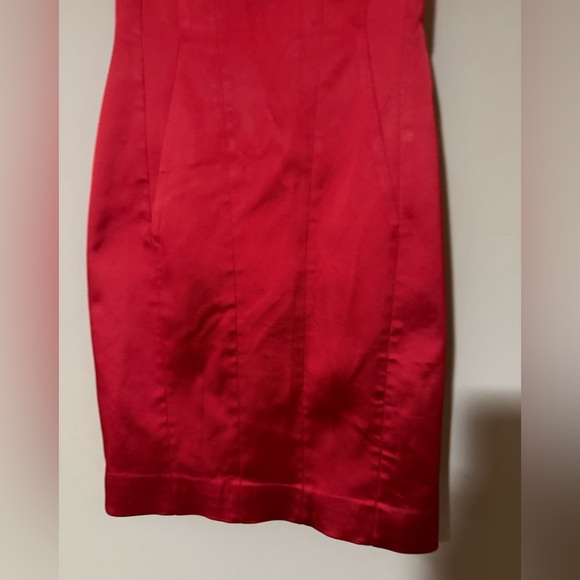 Vintage Karen Millen Red Satin Tailored Mini Dress 4 - Picture 2 of 5
